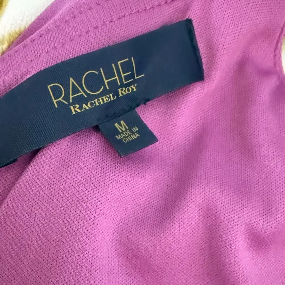 RACHEL Rachel Roy Off The Shoulder V-Neck Ruffle Dress Bright Lilac Women’s Sz M